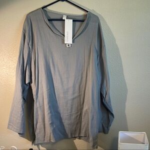 Gray Lightweight V-Neck Shirt Jacket